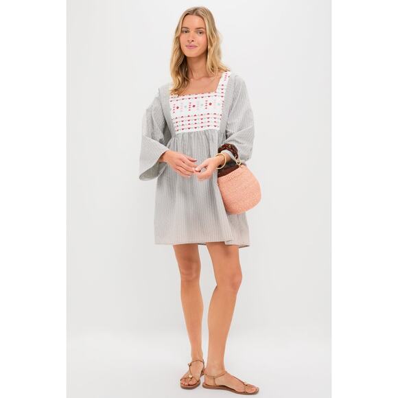 POMANDER PLACE Sage Stripe Embroidered Sadona Dress Size XS NWT - Picture 7 of 7